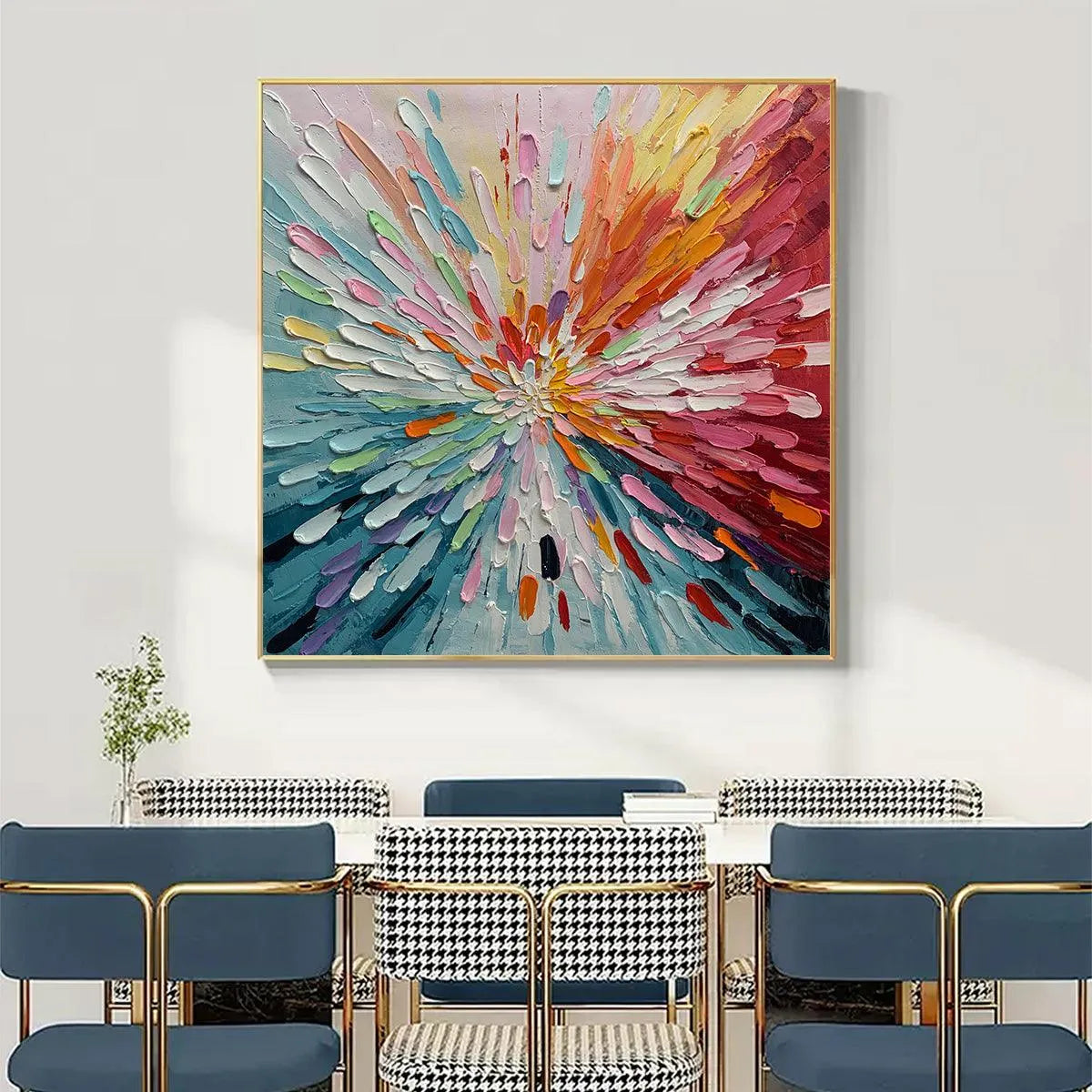 Colorful Abstract Burst Oil Painting - Modern Art