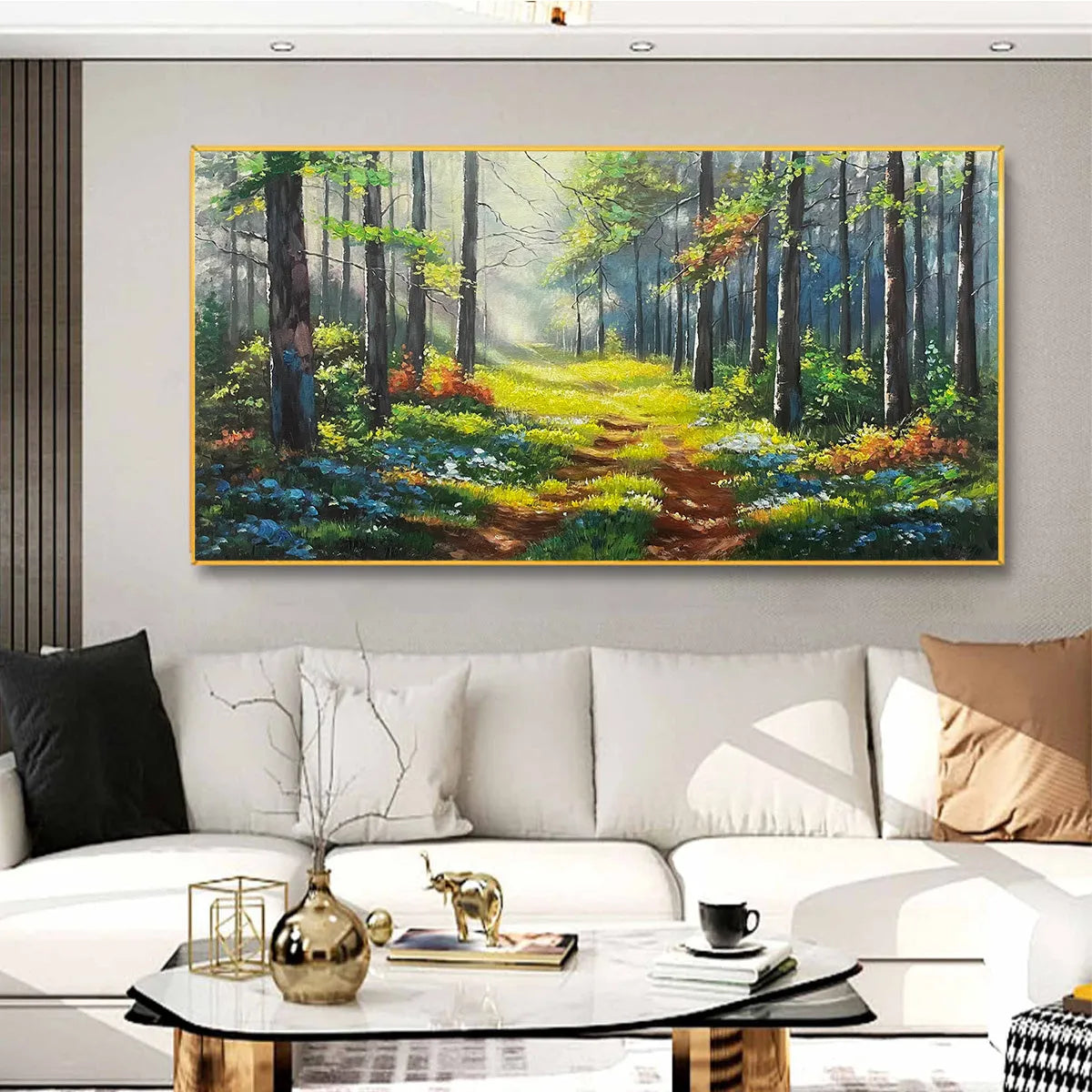 FOREST PATH: Forest Landscape Painting, Nature Trail, Green, Living Room, Bedroom, Office