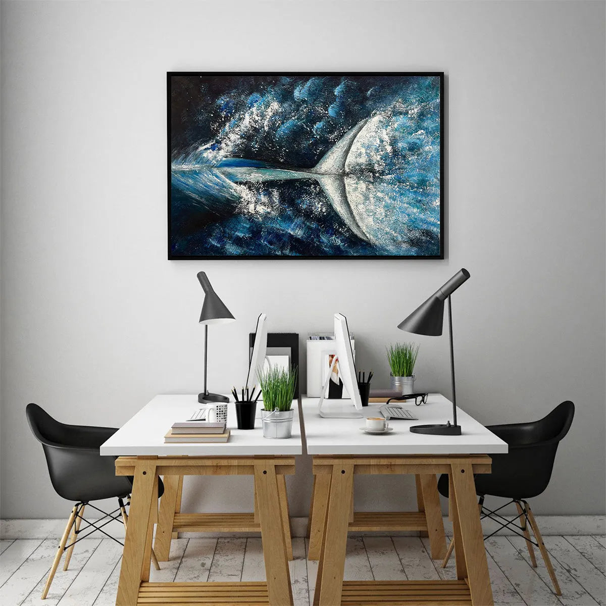 WHALE'S GRACE: Textured Whale Tail Painting, Ocean Animal Art, Blue, Living Room, Bedroom, Office