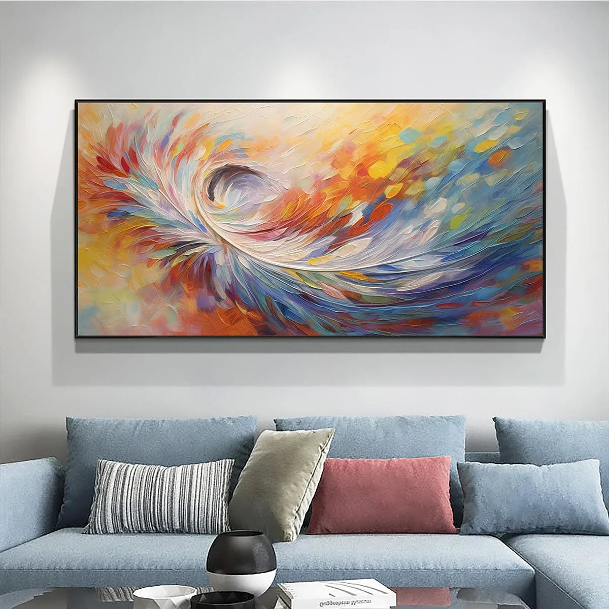 Abstract Swirl Oil Painting - Colorful Wall Art Decor