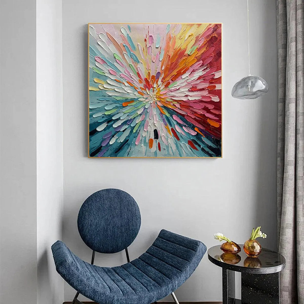 Colorful Abstract Burst Oil Painting - Modern Art