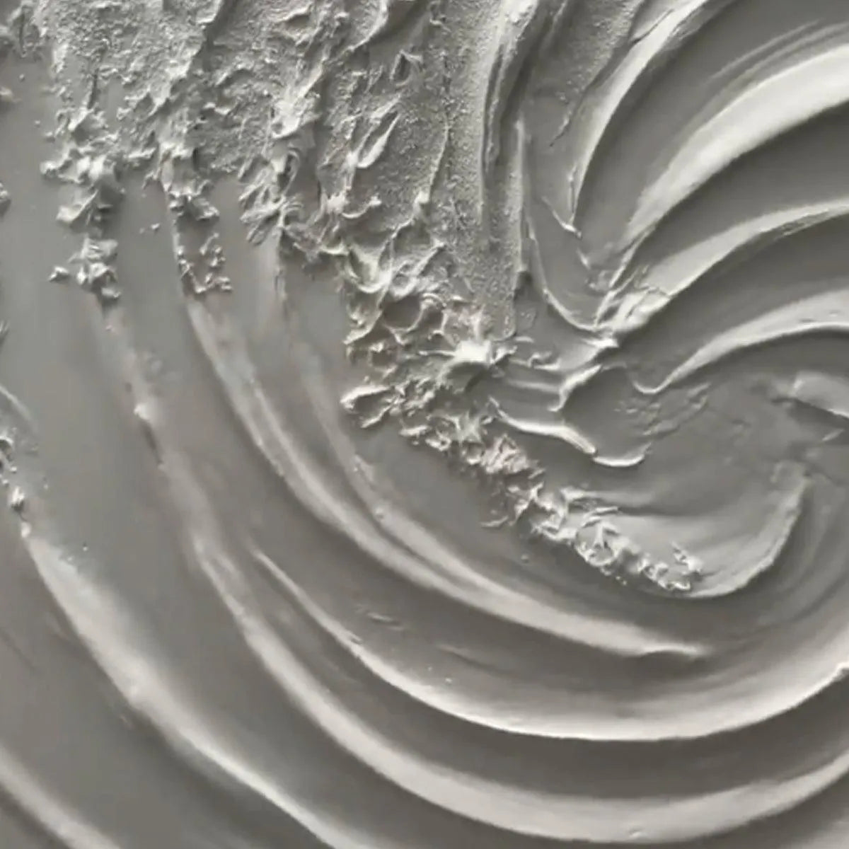 WHIRLWIND: Textured White Abstract Swirl Painting for Living Room