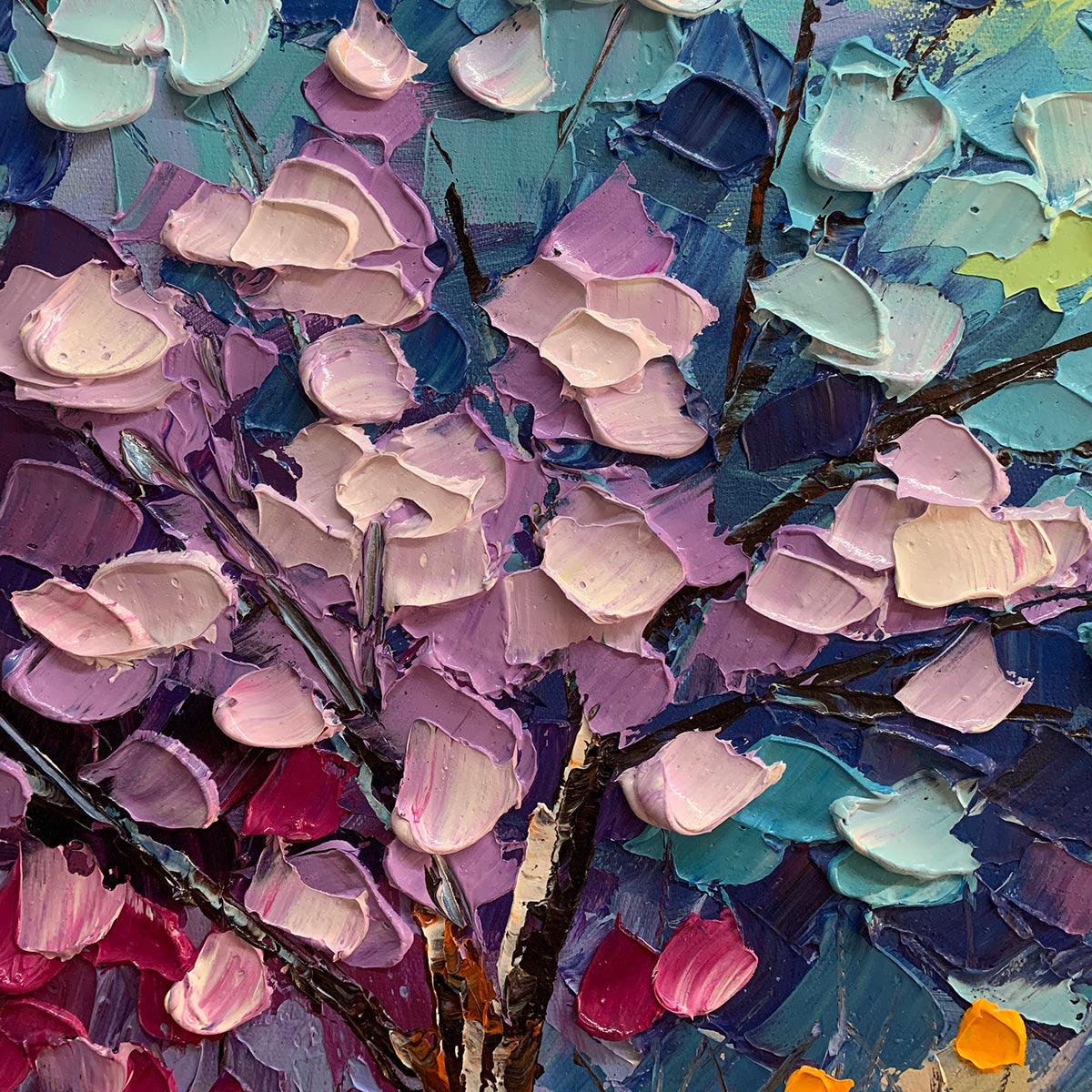 AUTUMN RAINBOW: Panoramic Tree Painting in Vibrant Colors, Textured Canvas, Modern Wall Art