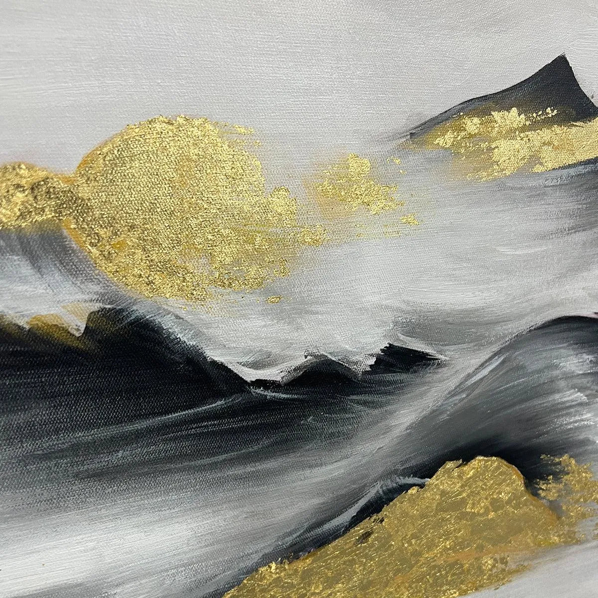 Black and Gold Mountain Oil Painting - Abstract Art