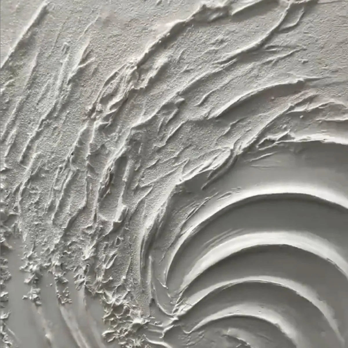 WHIRLWIND: Textured White Abstract Swirl Painting for Living Room