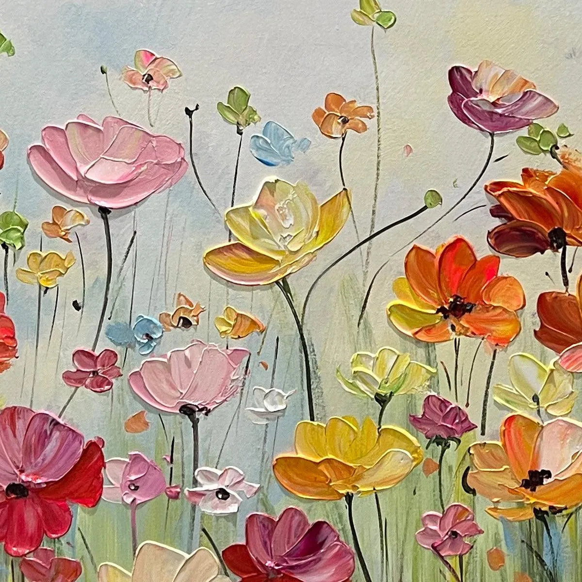 Colorful Floral Oil Painting - Blooming Garden Art