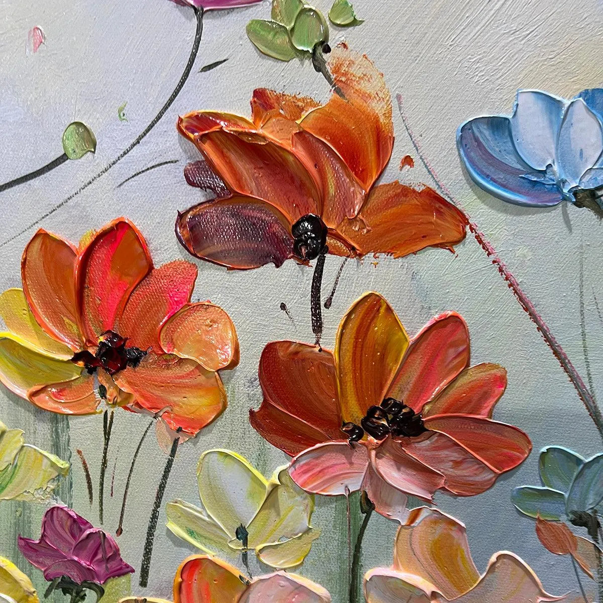 Colorful Floral Oil Painting - Blooming Garden Art