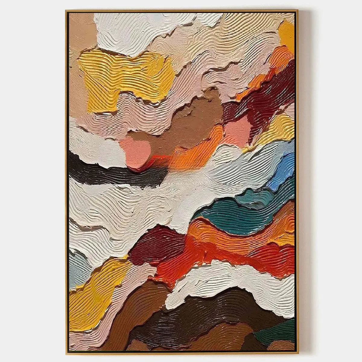 ABSTRACT LANDSCAPE: Textured Abstract Painting, Colorful Landscape Wall Art, Vertical Canvas, Impasto Decor