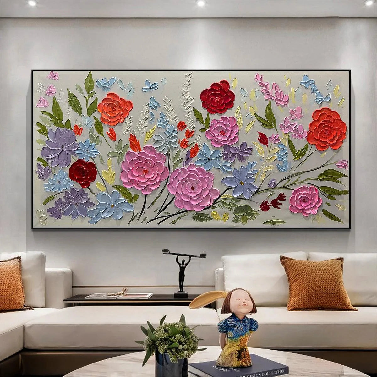 Hand-Painted Floral Oil Painting - Vibrant Garden Art