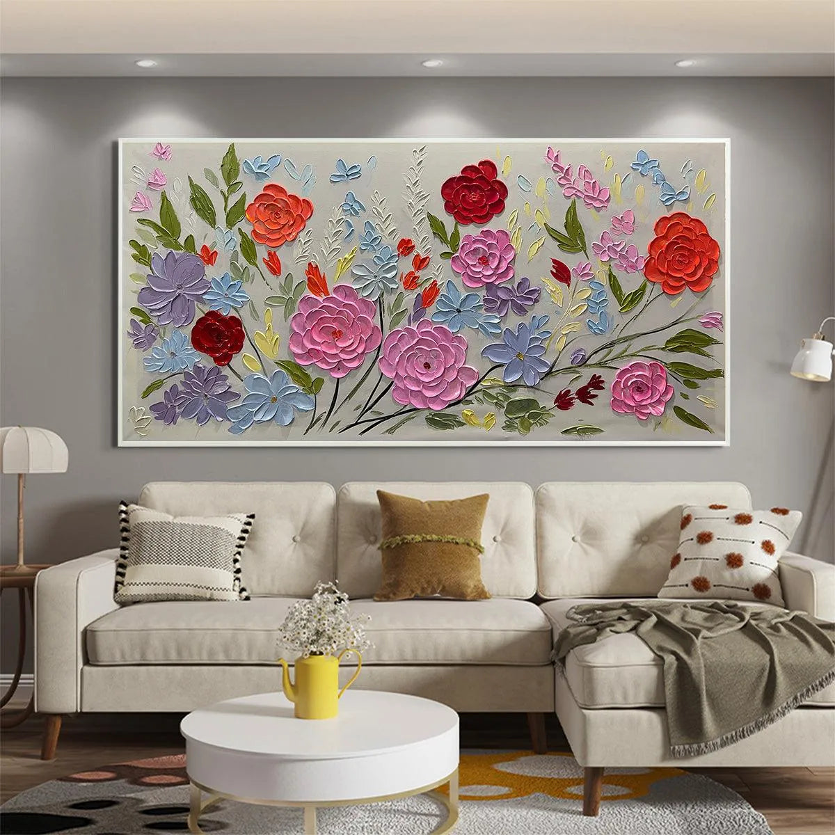 Hand-Painted Floral Oil Painting - Vibrant Garden Art