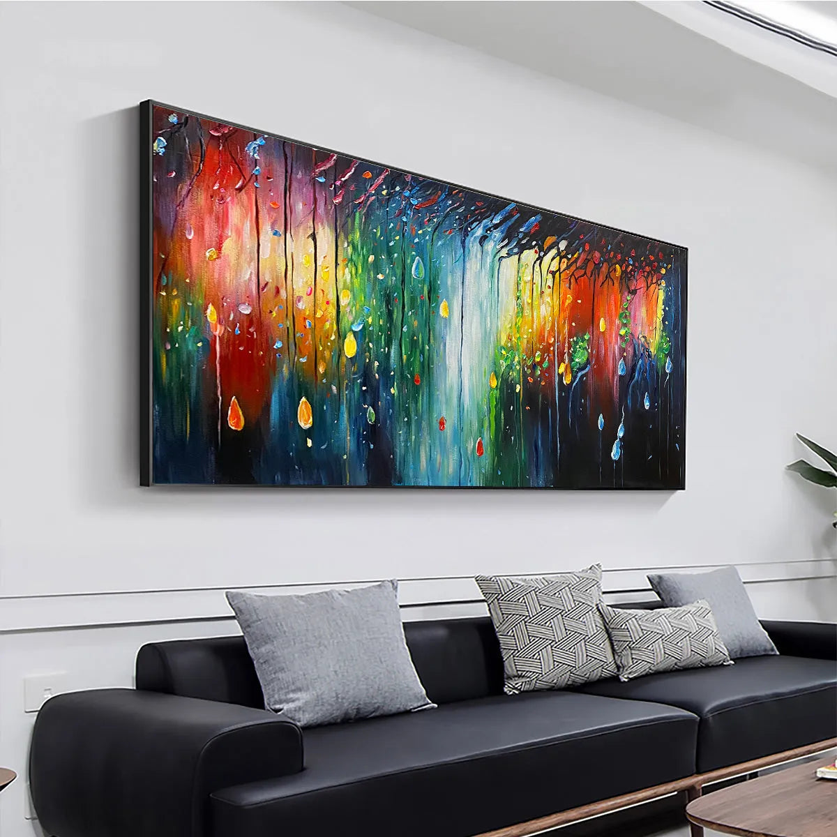 RAINFOREST MELODY: Abstract Painting, Colorful Waterfall, Living Room, Dining Room, Office