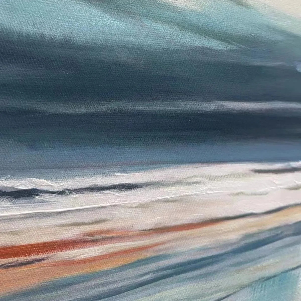 Blue Beachscape Oil Painting - Serene Coastal Decor