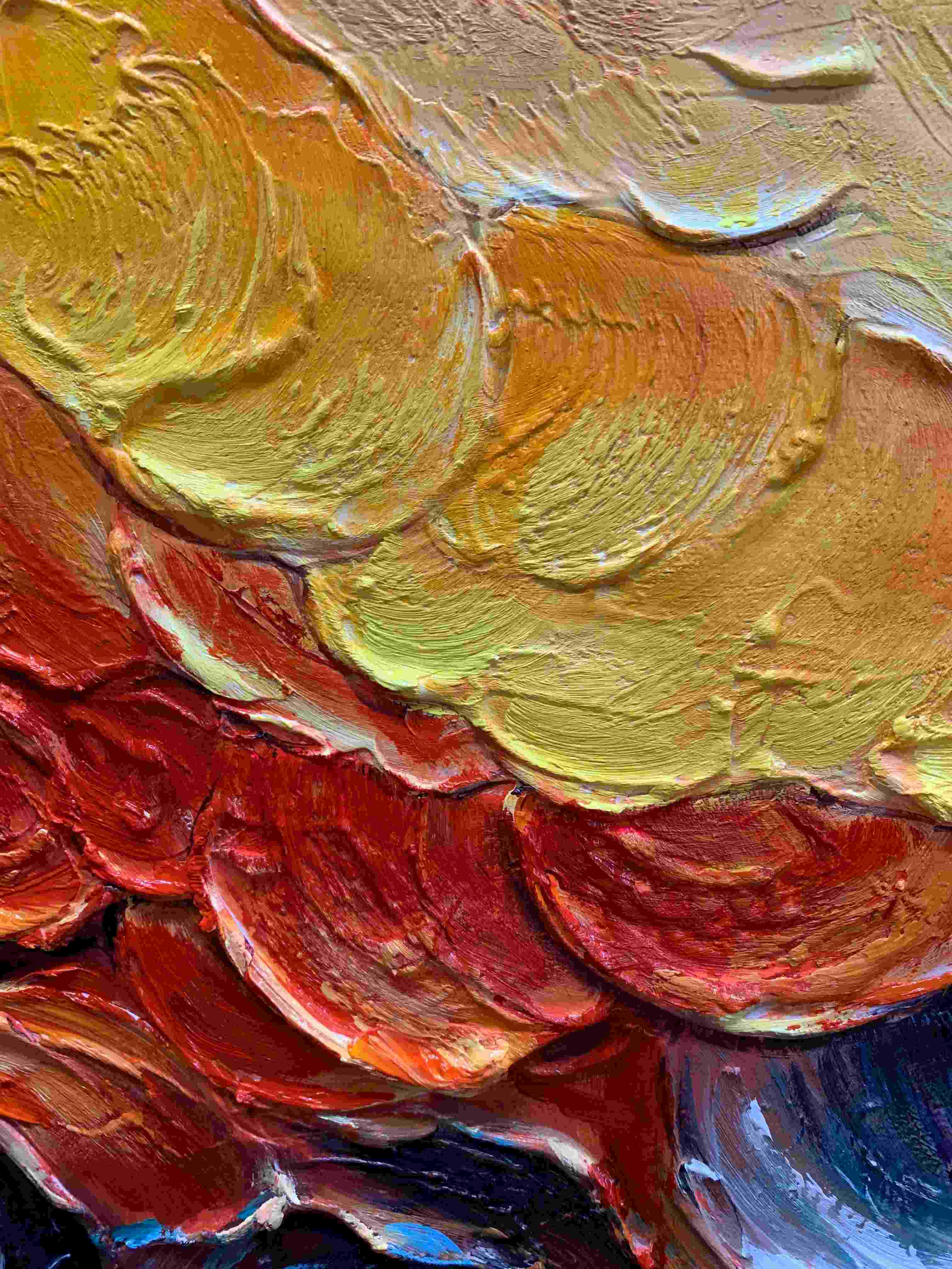 MOLTEN HORIZON: Textured Impasto Abstract Landscape Oil Painting