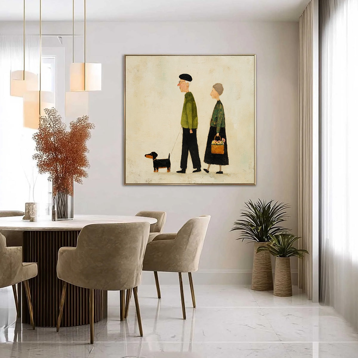 A LIFETIME'S WALK: Charming Figurative Art of an Elderly Couple and Their Dog