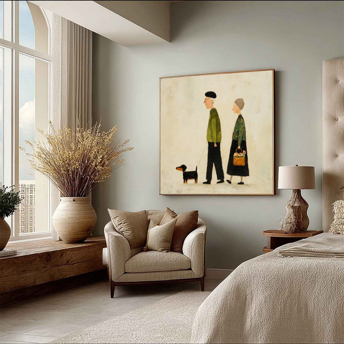 A LIFETIME'S WALK: Charming Figurative Art of an Elderly Couple and Their Dog