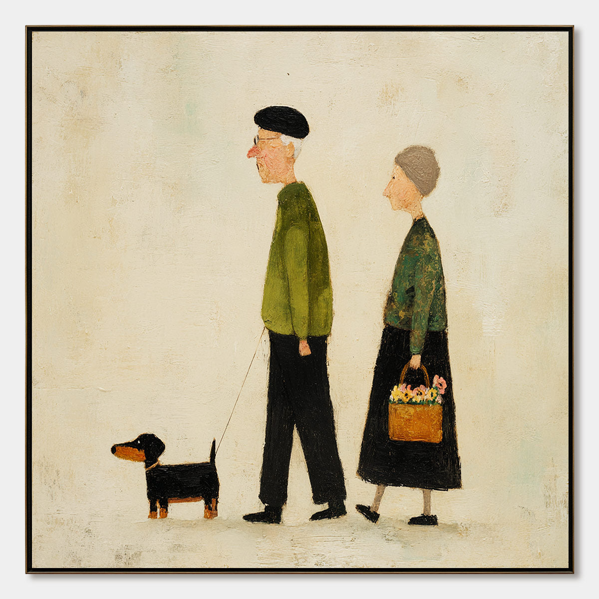 A LIFETIME'S WALK: Charming Figurative Art of an Elderly Couple and Their Dog