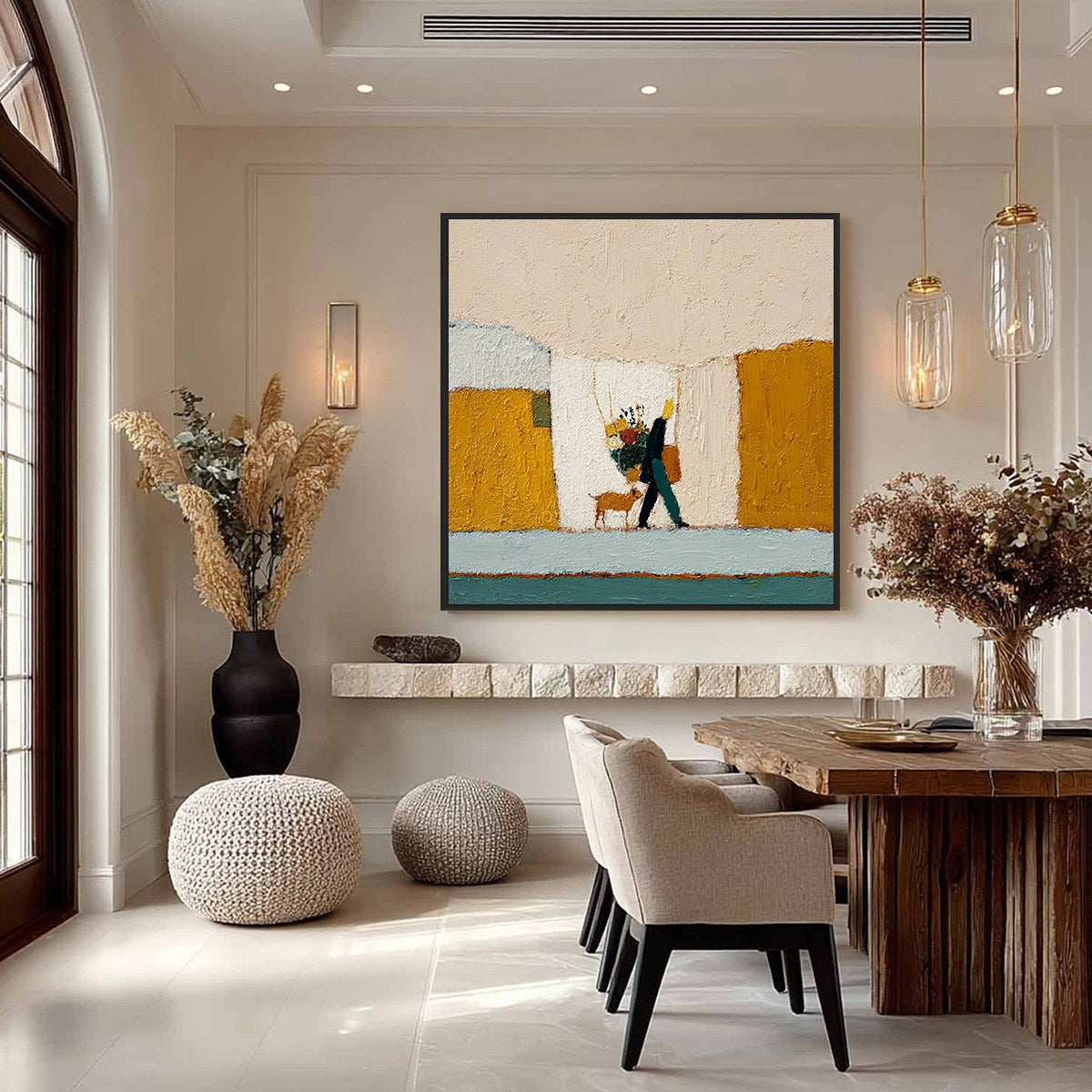 A SIMPLE PLEASURE: Textured Figurative Impasto Painting of a City Stroll