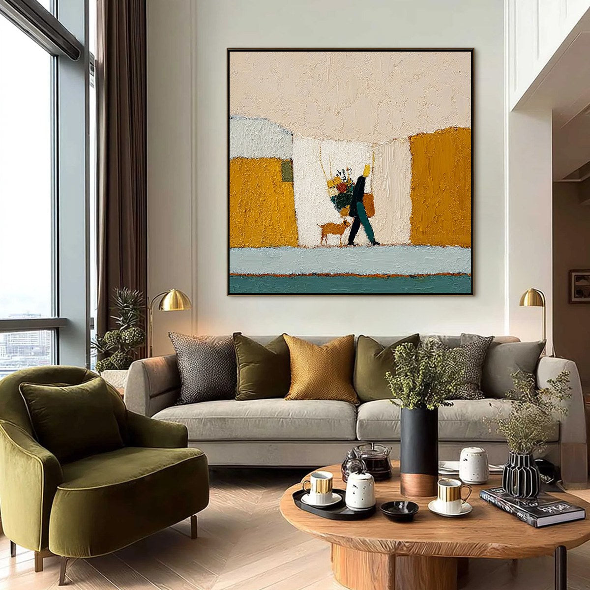 A SIMPLE PLEASURE: Textured Figurative Impasto Painting of a City Stroll
