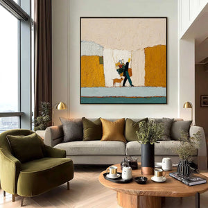 A SIMPLE PLEASURE: Textured Figurative Impasto Painting of a City Stroll