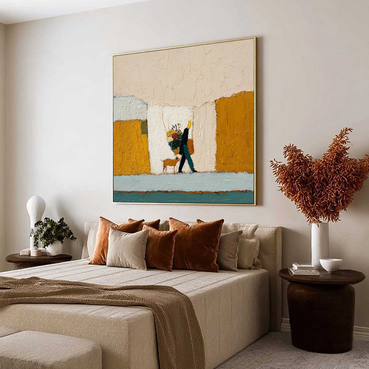 A SIMPLE PLEASURE: Textured Figurative Impasto Painting of a City Stroll