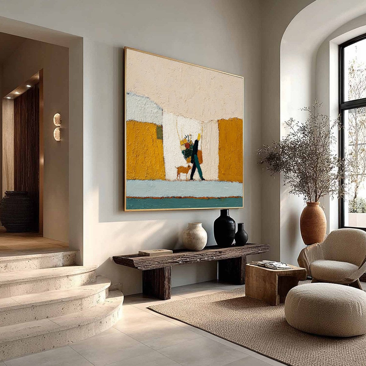 A SIMPLE PLEASURE: Textured Figurative Impasto Painting of a City Stroll