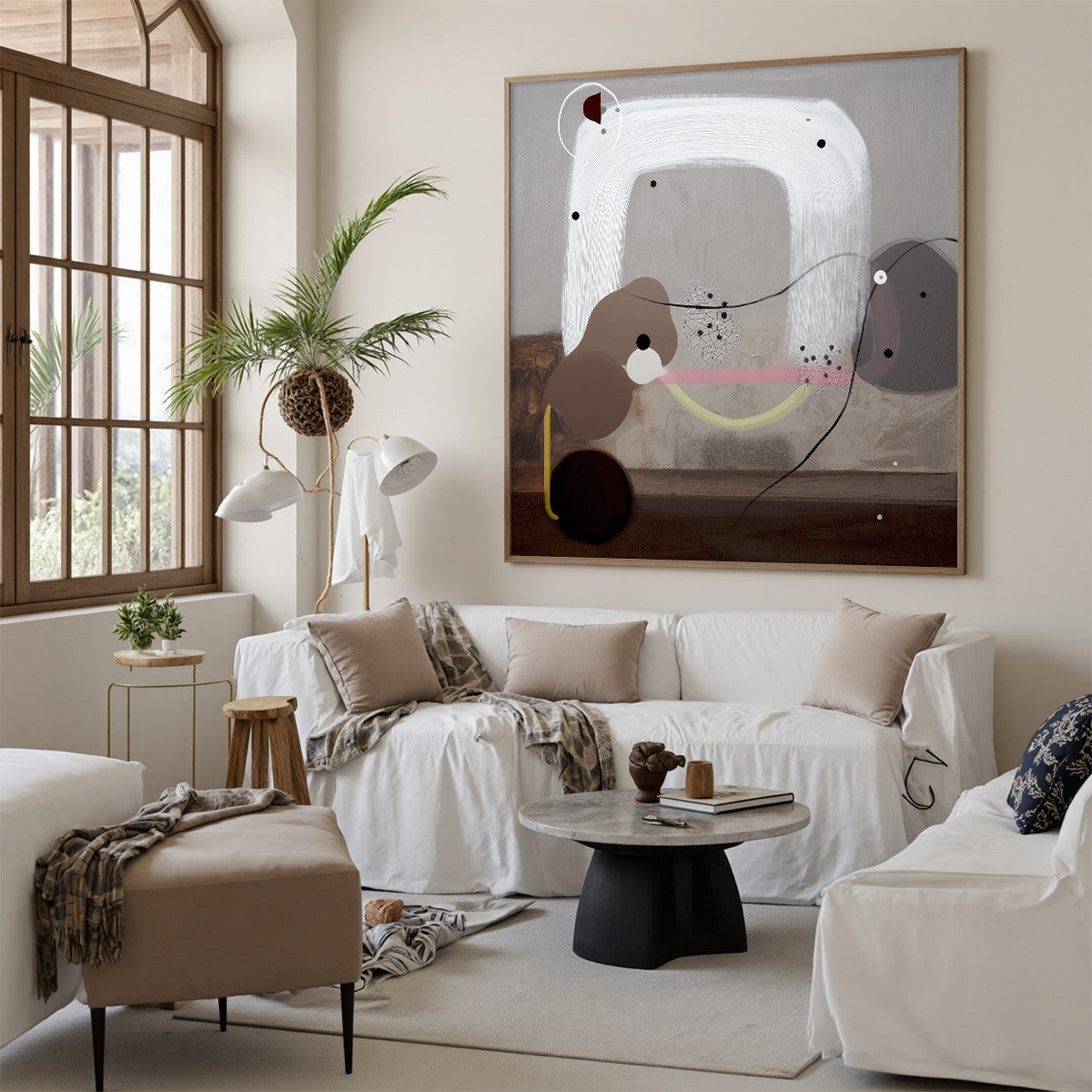 ABSTRACT BALANCE: Minimalist Abstract Grey Oil Painting