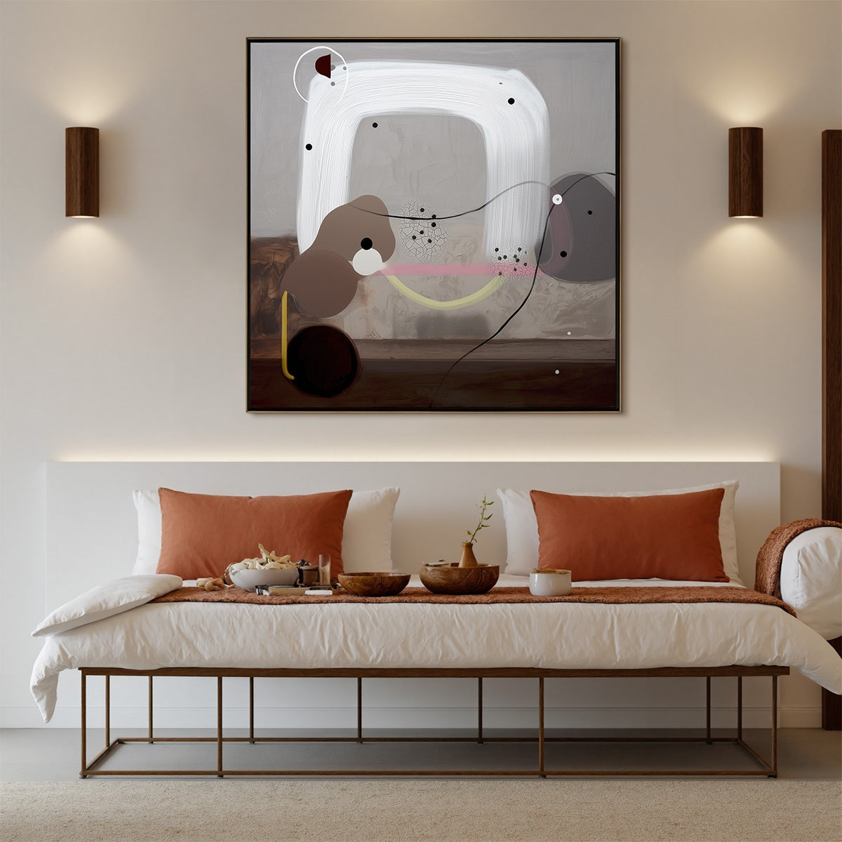 ABSTRACT BALANCE: Minimalist Abstract Grey Oil Painting