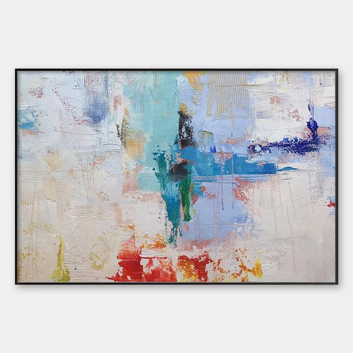 Textured Abstract Painting, Colorful Wall Art, Modern Art, Panoramic, Horizontal Canvas