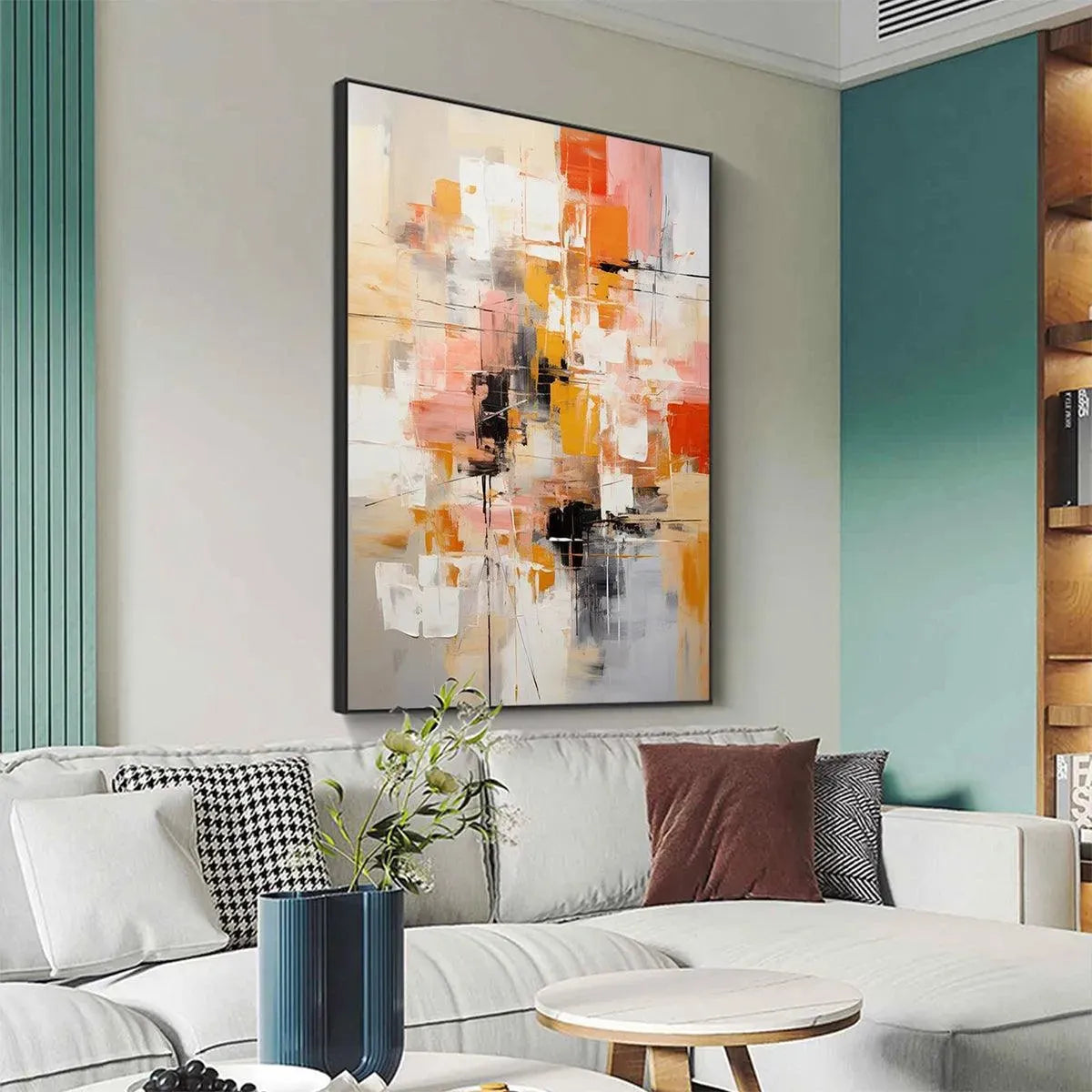 Colorful Abstract Painting, Textured Wall Art, Vertical Canvas, Modern Art