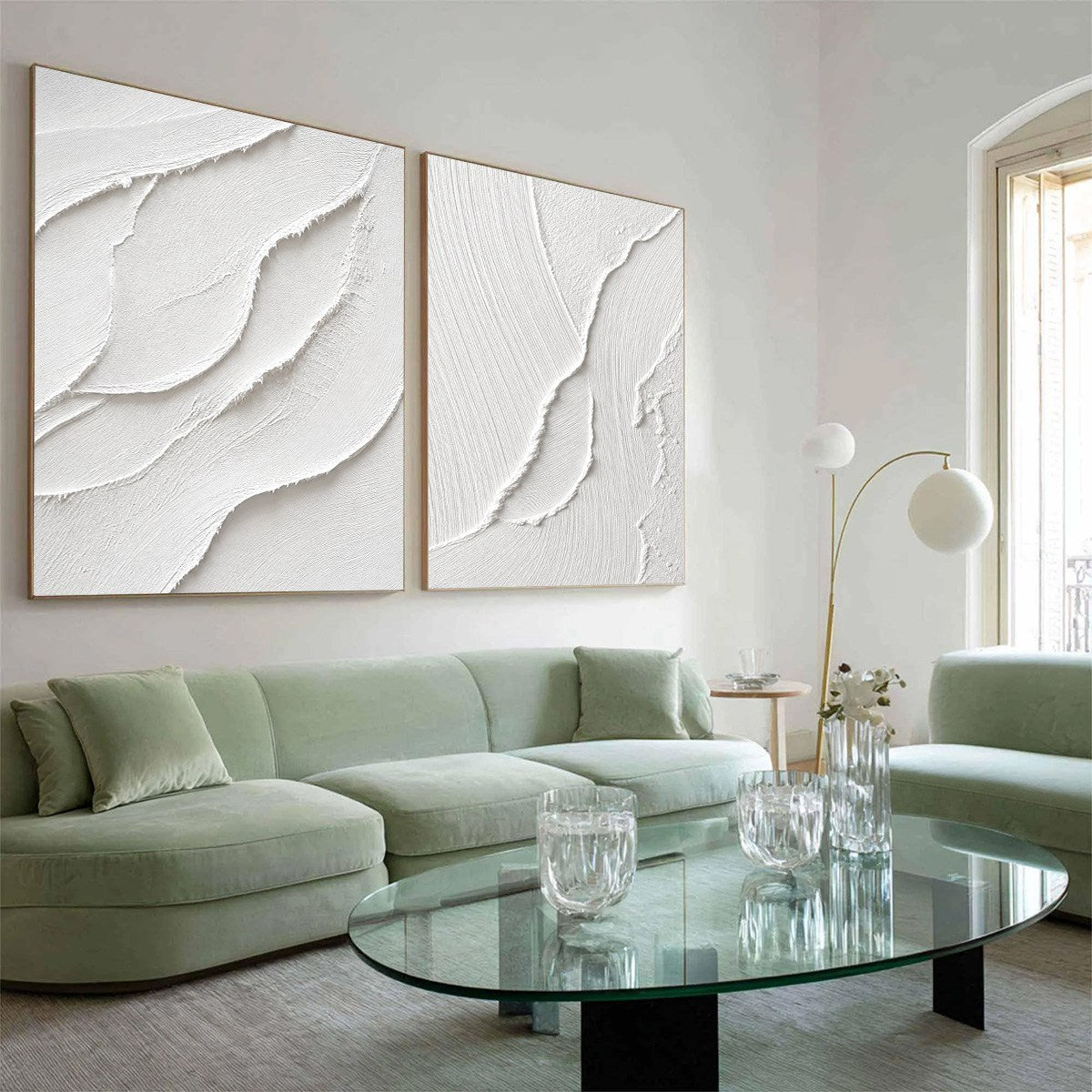 AEGEAN CALM: Minimalist White Textured Wabi Sabi Wall Art Set
