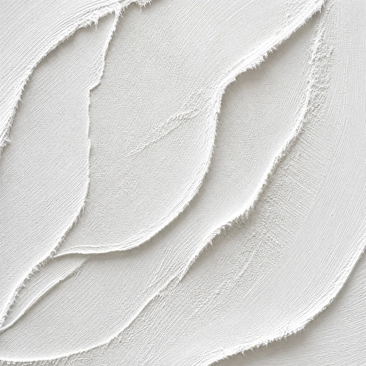 White textured Wabi Sabi wall art with layered impasto curves