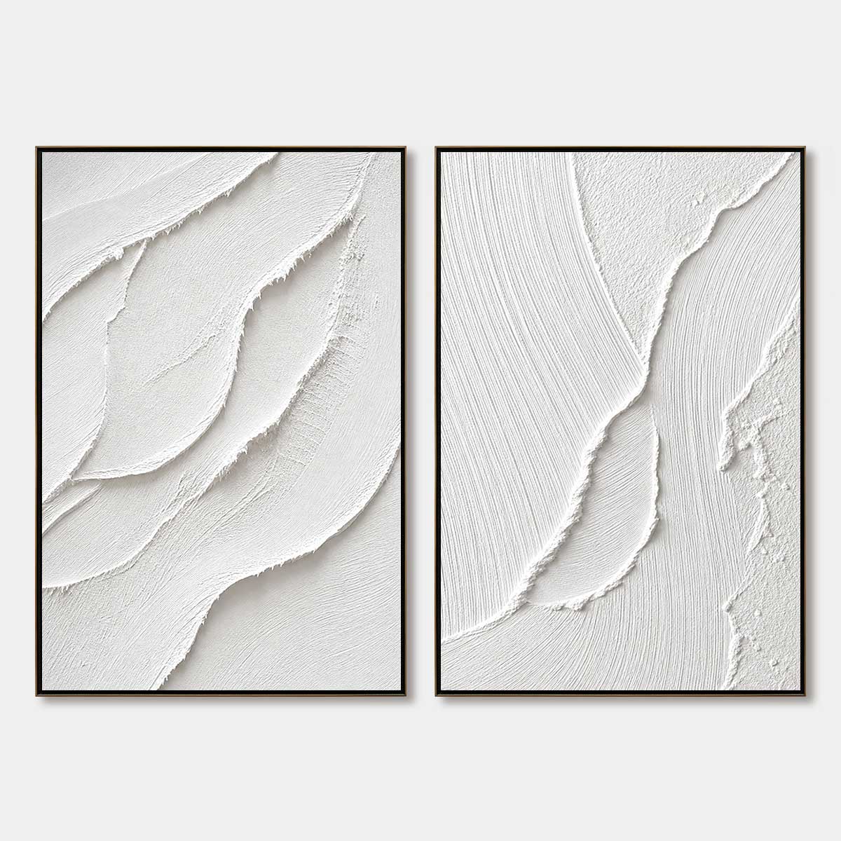 AEGEAN CALM: Minimalist White Textured Wabi Sabi Wall Art Set