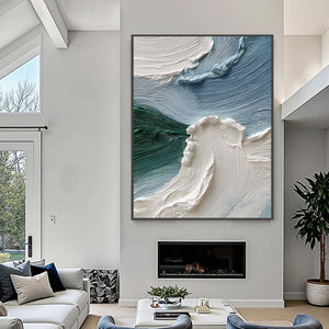 AEGEAN CREST: Heavily Textured Wabi Sabi Abstract Seascape Painting