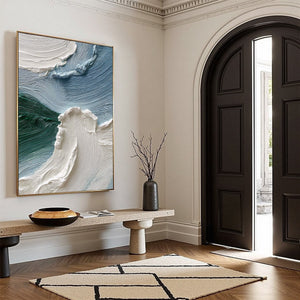 AEGEAN CREST: Heavily Textured Wabi Sabi Abstract Seascape Painting