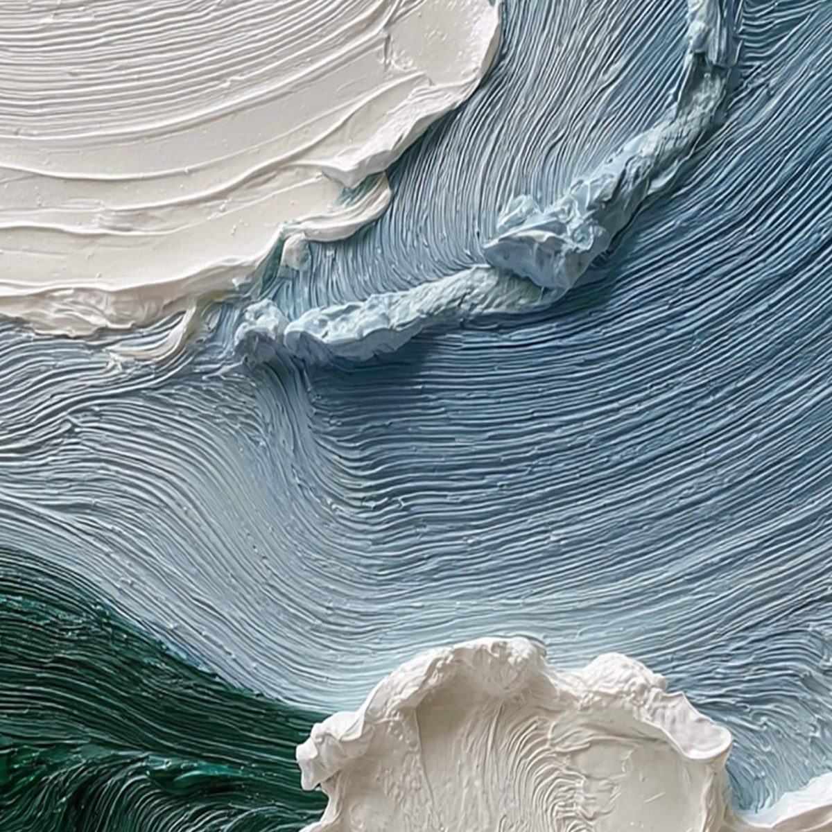 AEGEAN CREST: Heavily Textured Wabi Sabi Abstract Seascape Painting