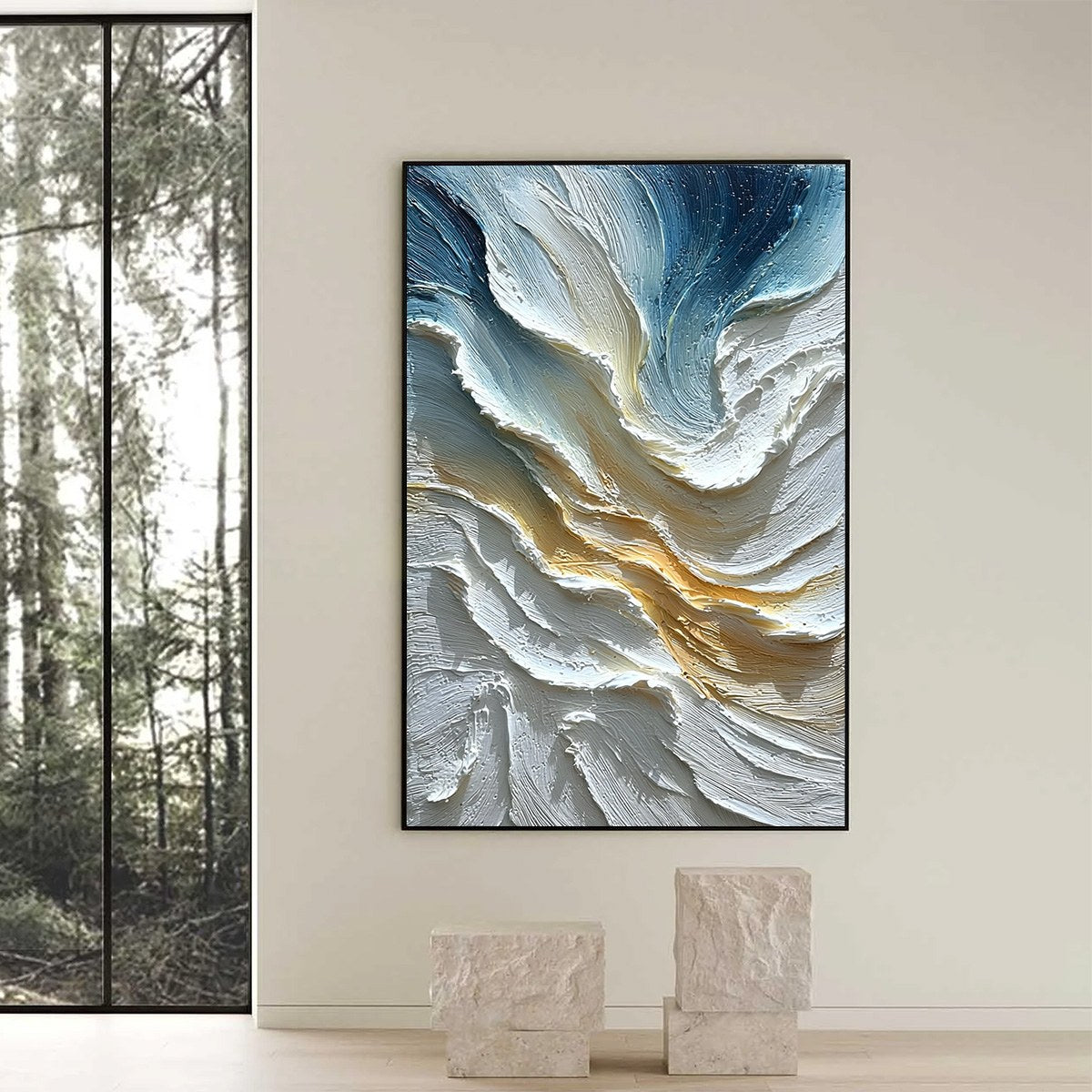 AEGEAN CREST: Textured Abstract Seascape Oil Painting