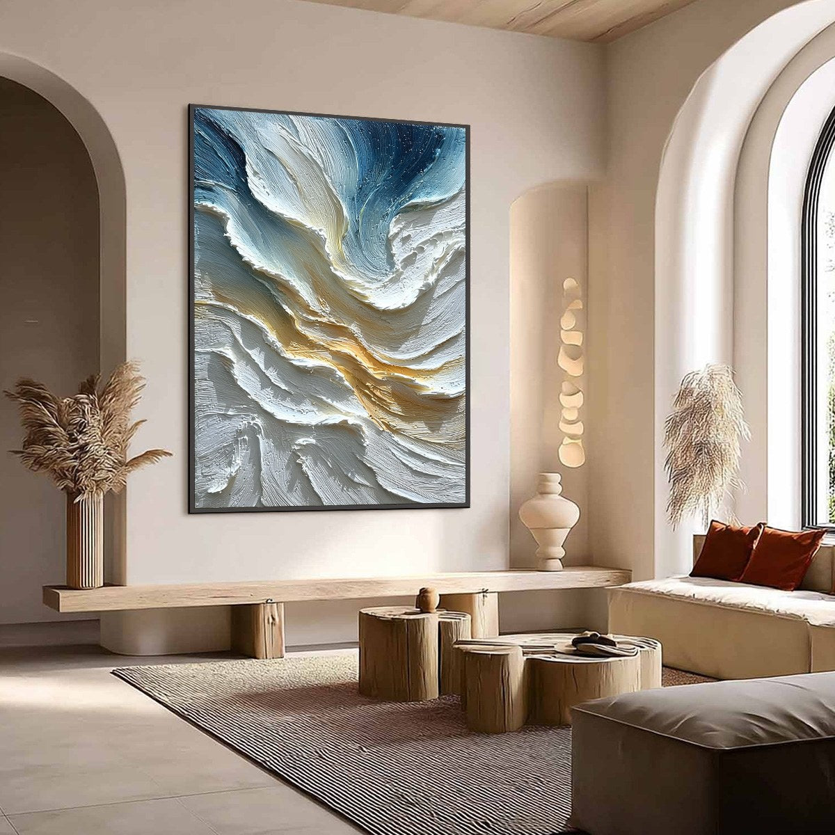 AEGEAN CREST: Textured Abstract Seascape Oil Painting