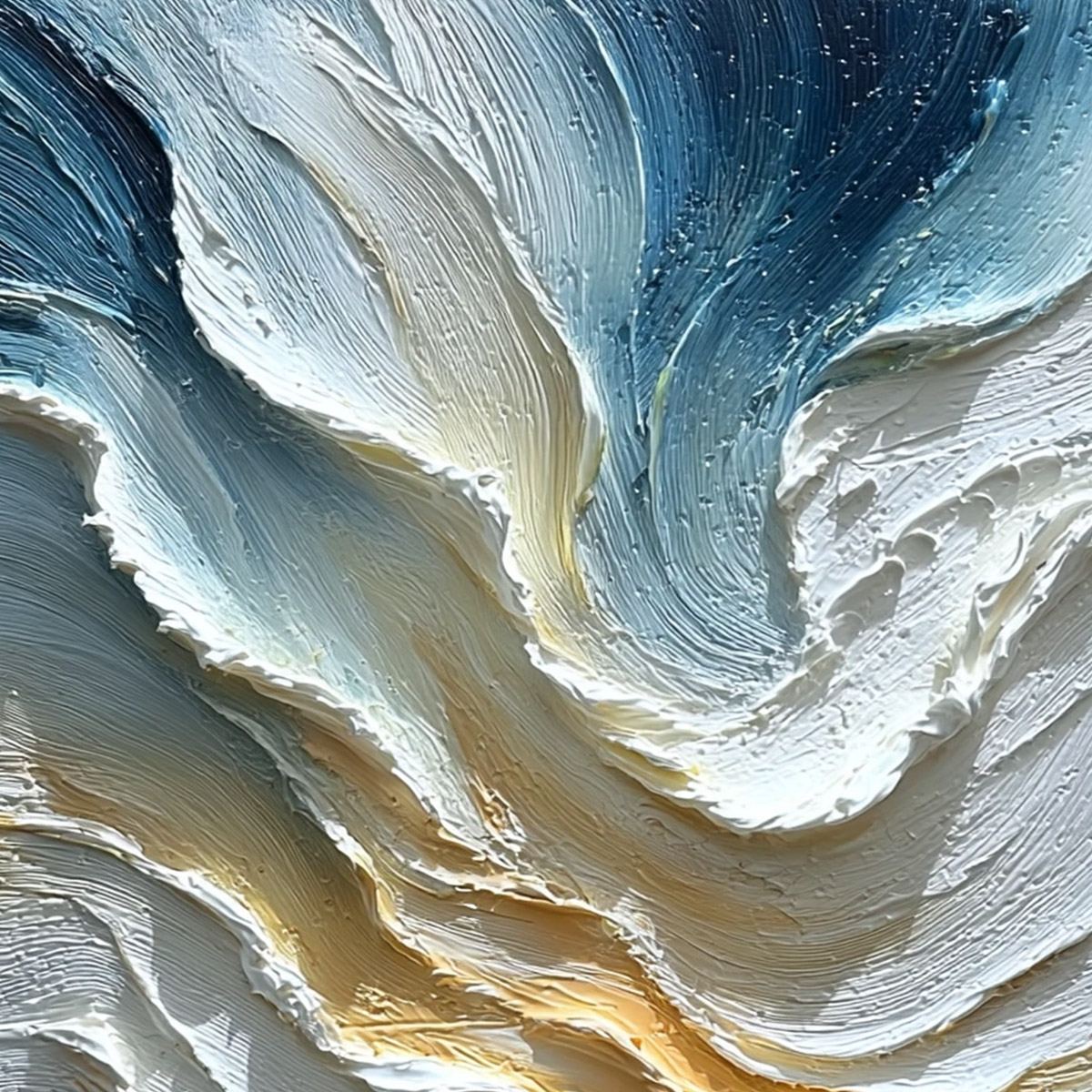 AEGEAN CREST: Textured Abstract Seascape Oil Painting