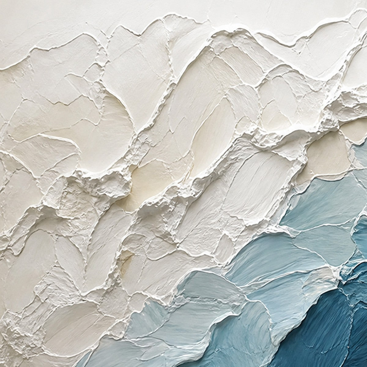 AEGEAN CREST: Textured Abstract Seascape Painting in Blue and White