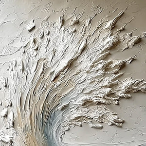 AEGEAN CREST: Vertical Textured Impasto Ocean Wave Painting