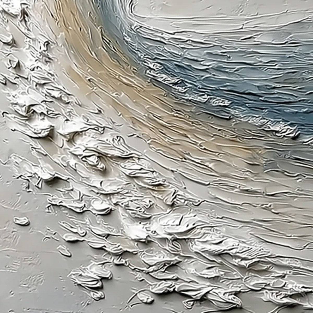 AEGEAN CREST: Vertical Textured Impasto Ocean Wave Painting