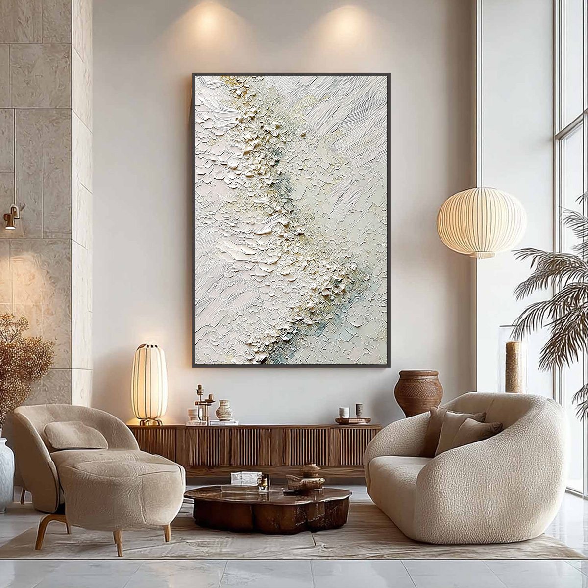 AEGEAN FOAM: Heavily Textured Wabi Sabi Abstract Painting