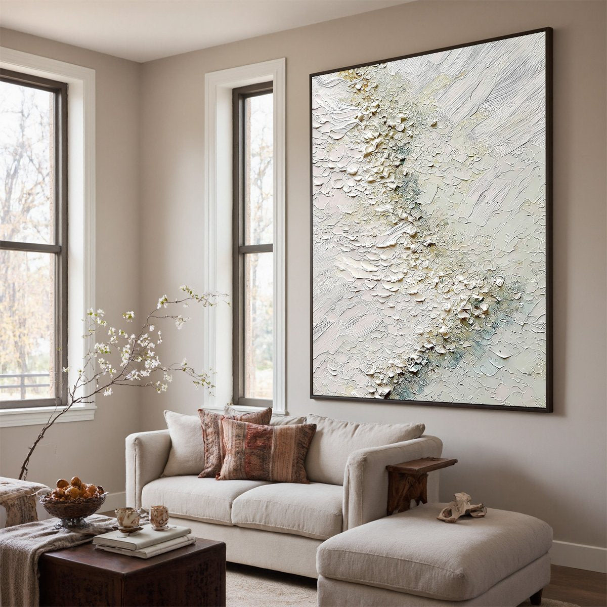 AEGEAN FOAM: Heavily Textured Wabi Sabi Abstract Painting