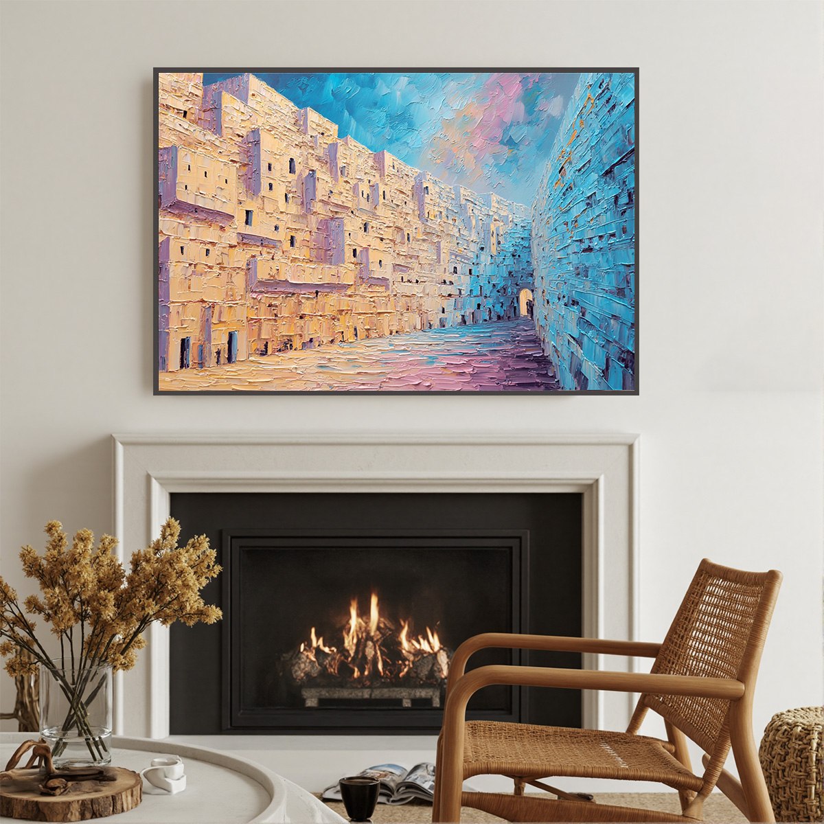 AEGEAN PASSAGE: Heavily Textured Palette Knife Cityscape Wall Art