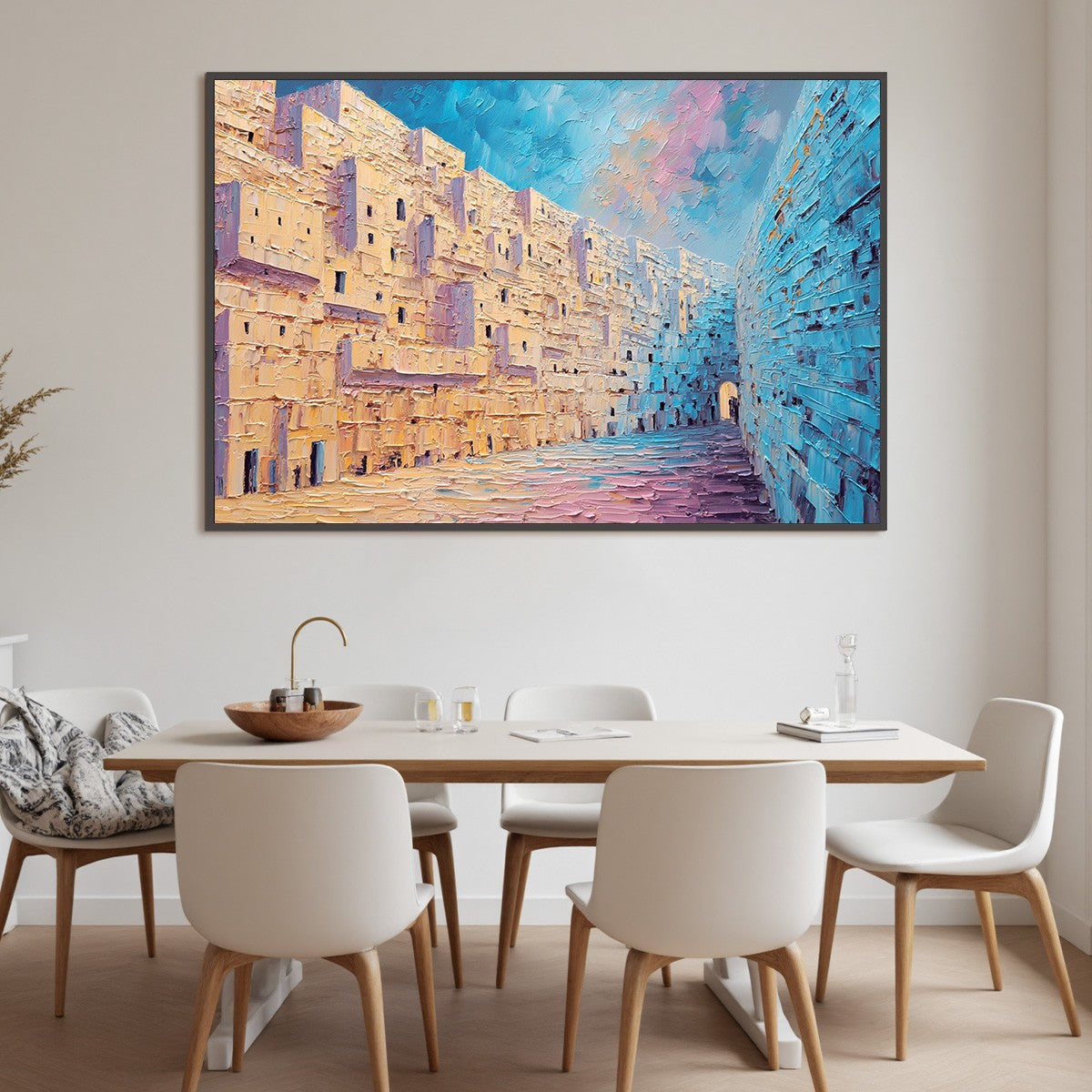 AEGEAN PASSAGE: Heavily Textured Palette Knife Cityscape Wall Art
