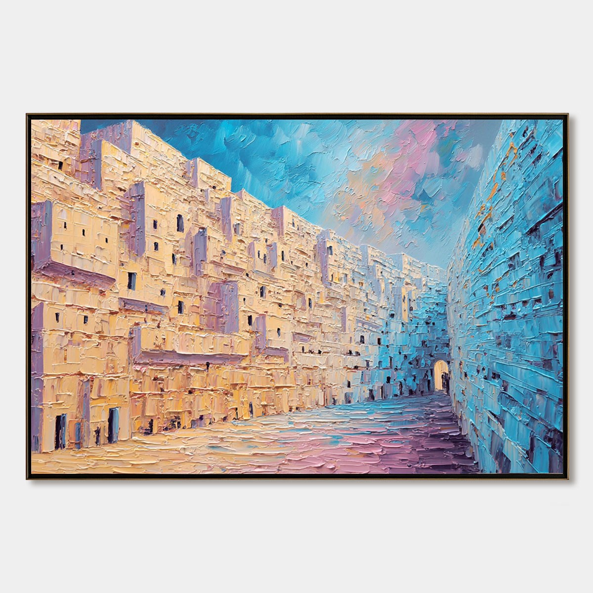 AEGEAN PASSAGE: Heavily Textured Palette Knife Cityscape Wall Art