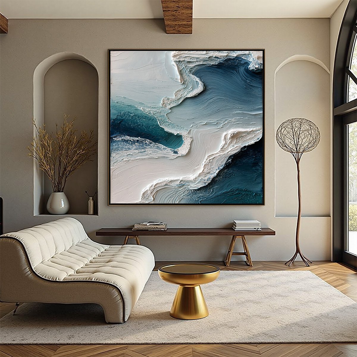 AEGEAN TIDE: Textured Wabi Sabi Abstract Seascape Painting