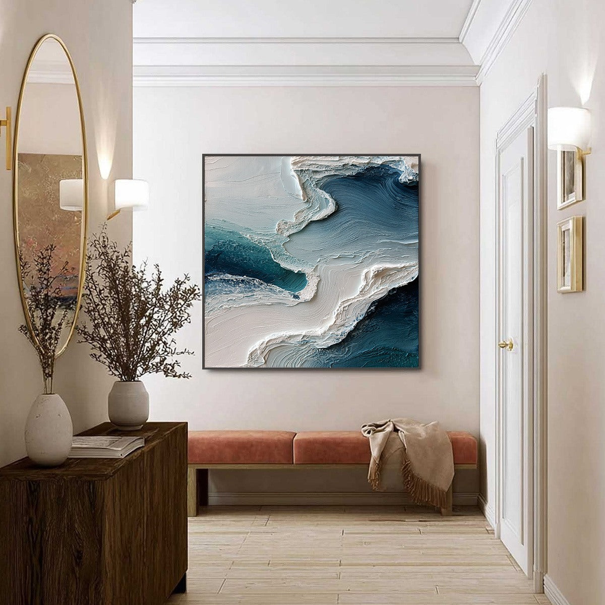 AEGEAN TIDE: Textured Wabi Sabi Abstract Seascape Painting