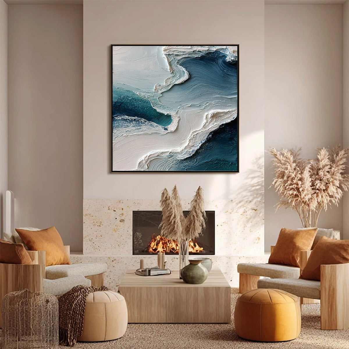 AEGEAN TIDE: Textured Wabi Sabi Abstract Seascape Painting