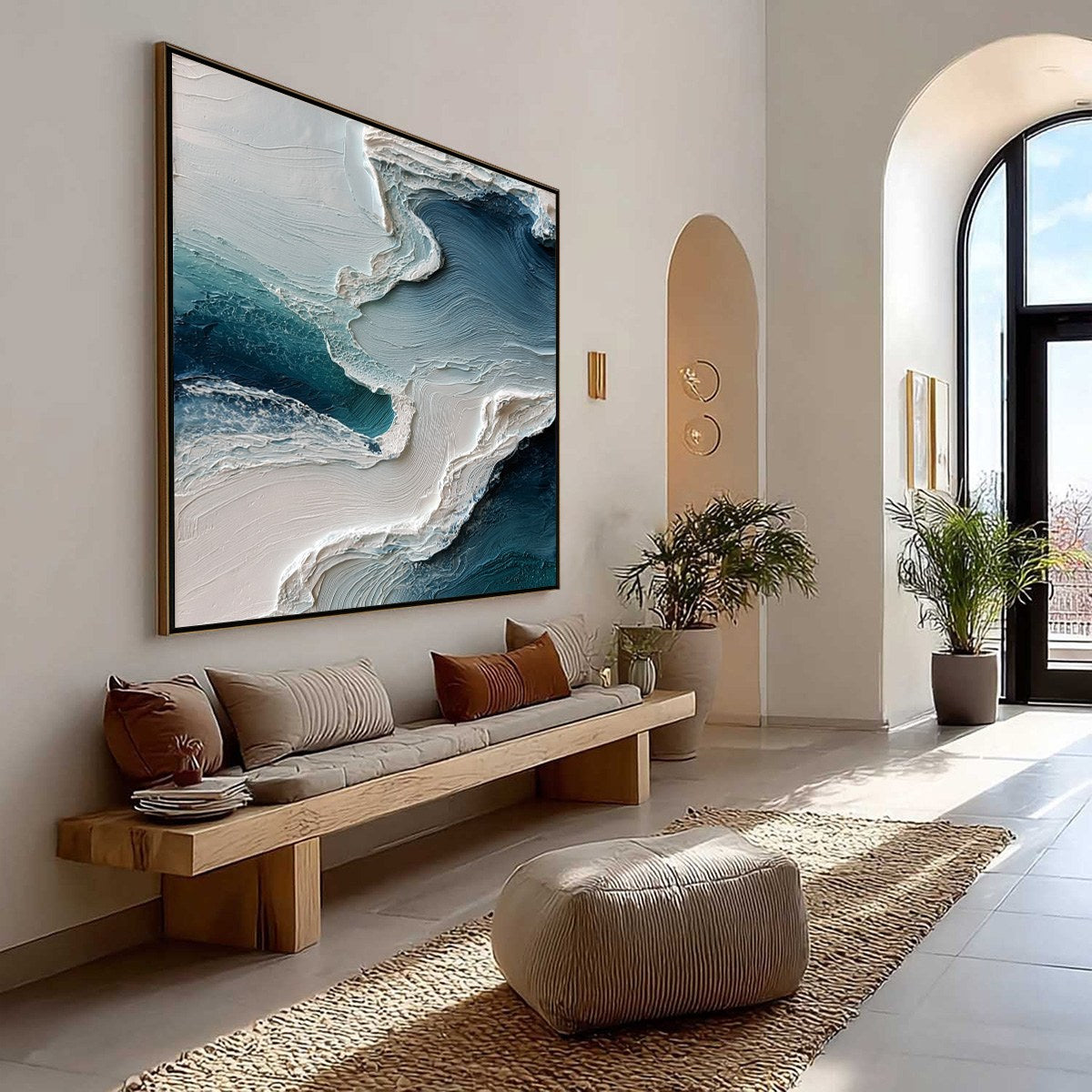 AEGEAN TIDE: Textured Wabi Sabi Abstract Seascape Painting